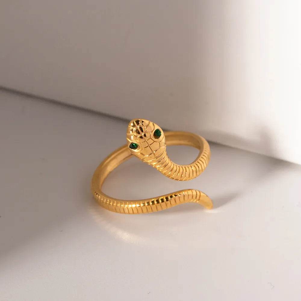 18K Gold-Plated Snake Wrap Adjustable Ring - ELY VESSA LLC