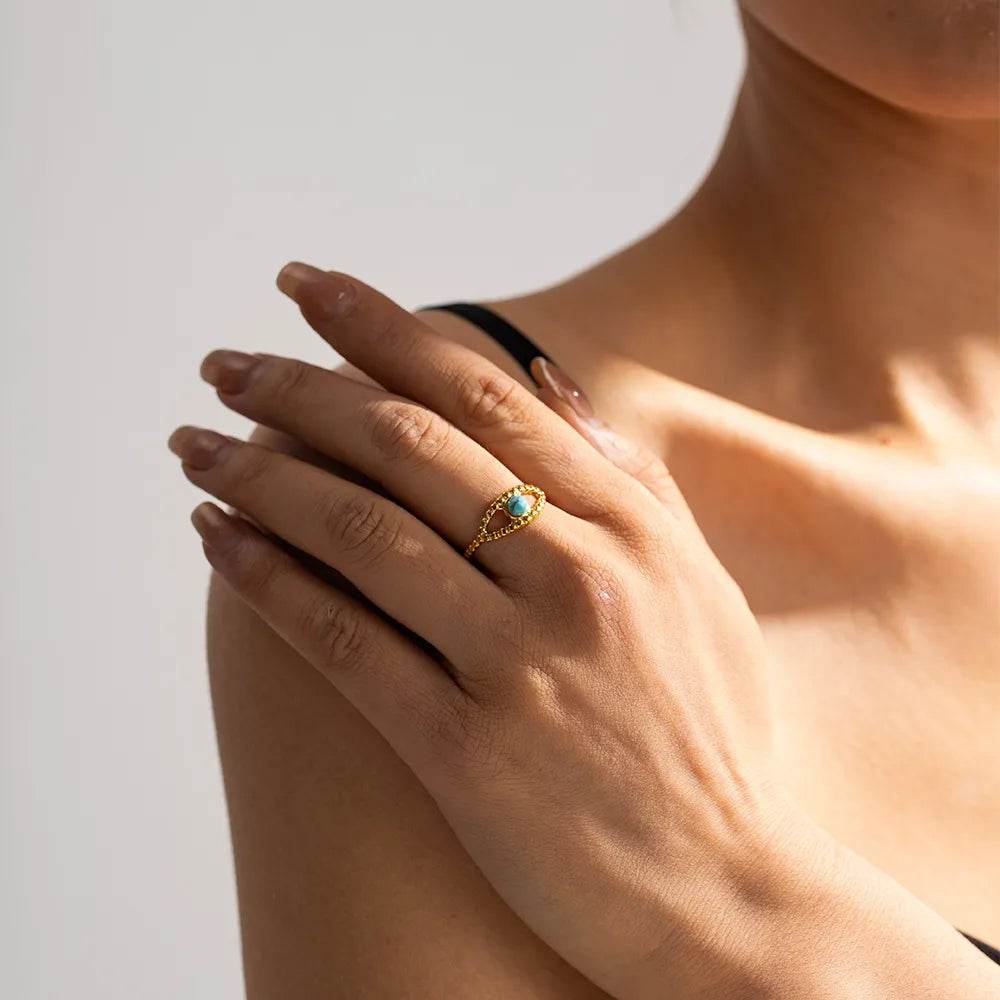 Turquoise Eye Design Ring - ELY VESSA LLC