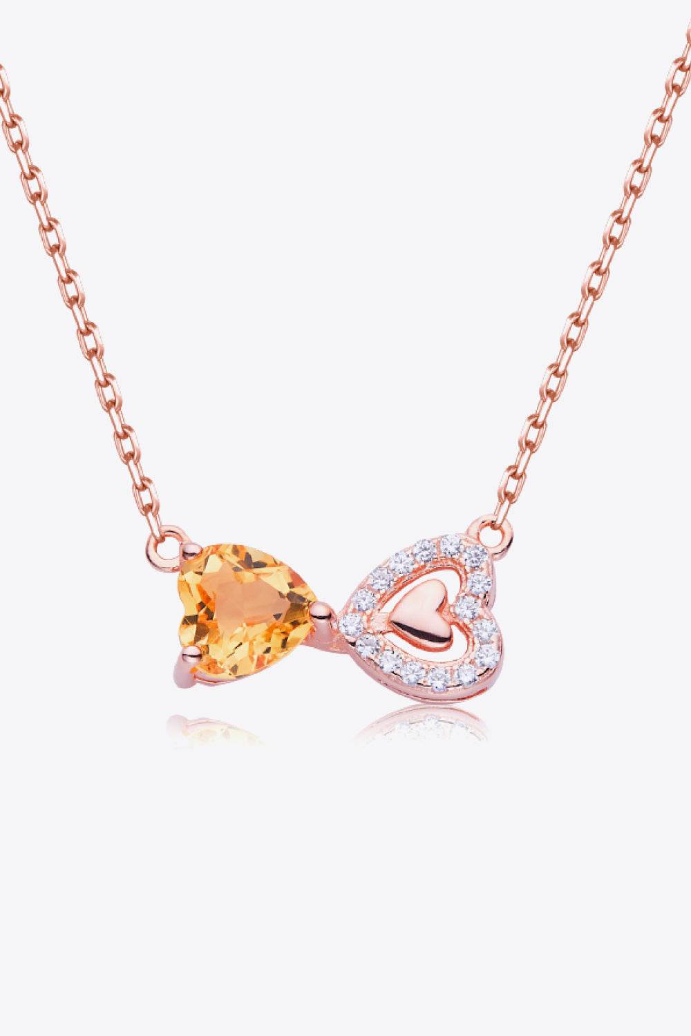 Citrine Heart 925 Sterling Silver Necklace - ELY VESSA LLC