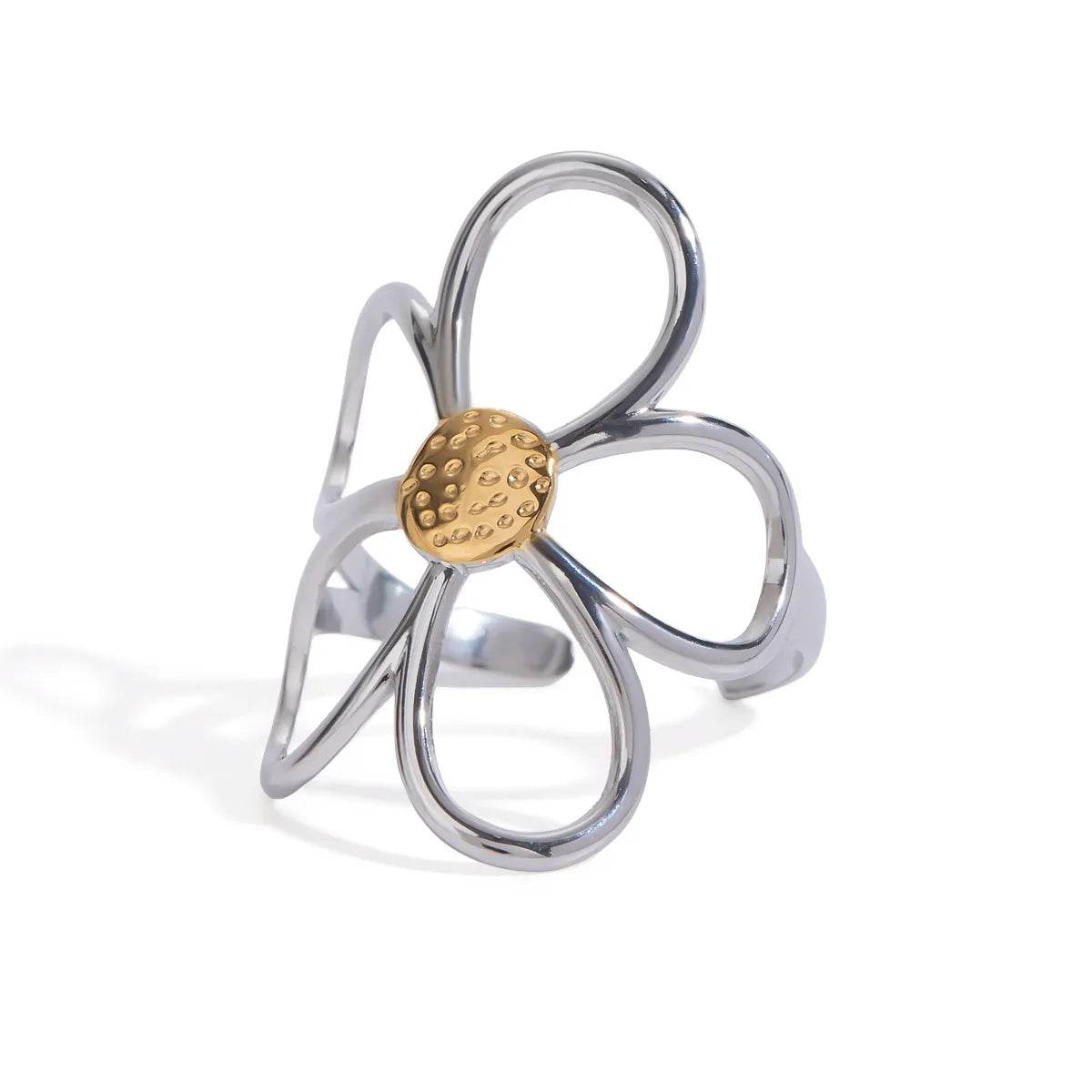 Two-Tone Daisy Flower Ring - ELY VESSA LLC