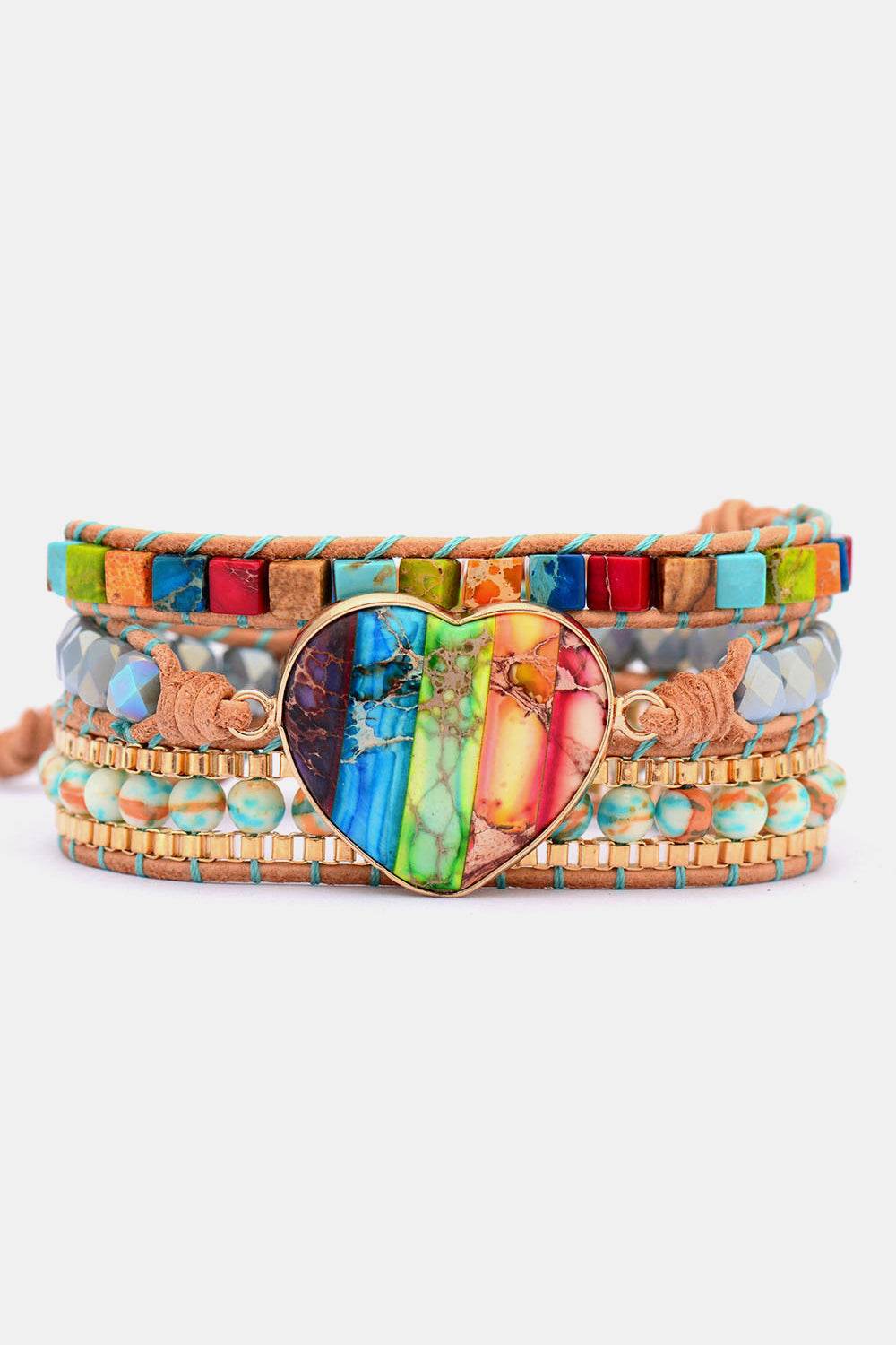 Imperial Jasper & Crystal Layered Bracelet - ELY VESSA LLC