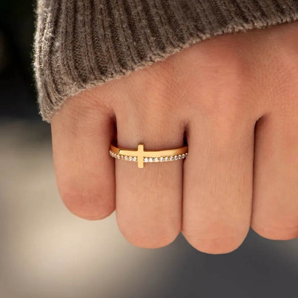 925 Sterling Silver Cross Ring - ELY VESSA LLC