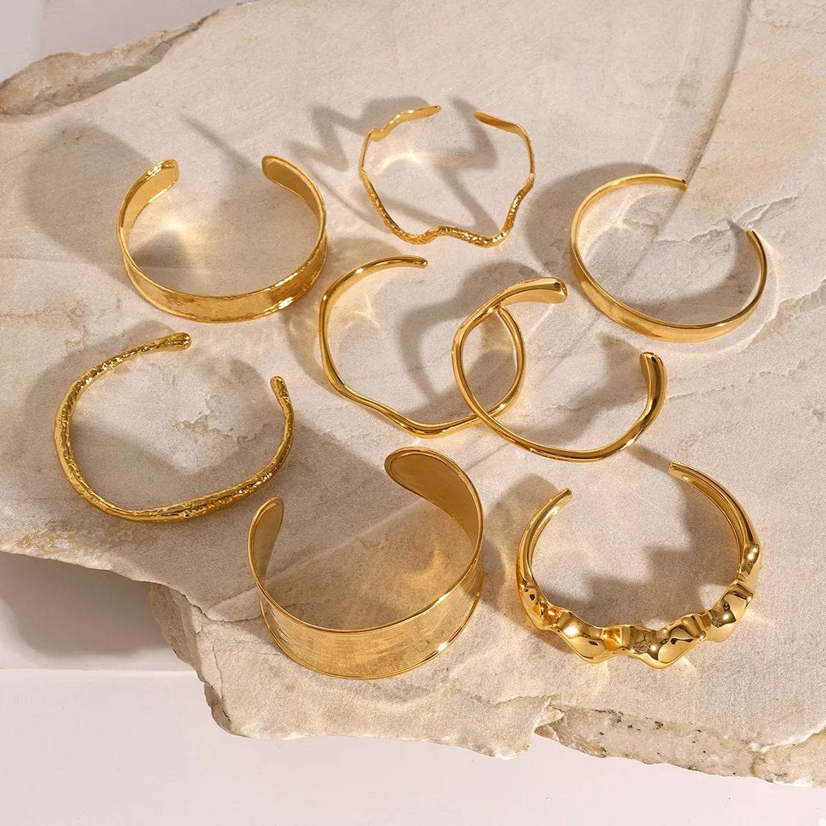 18K Gold-Plated Stainless Steel Open Ring - ELY VESSA LLC