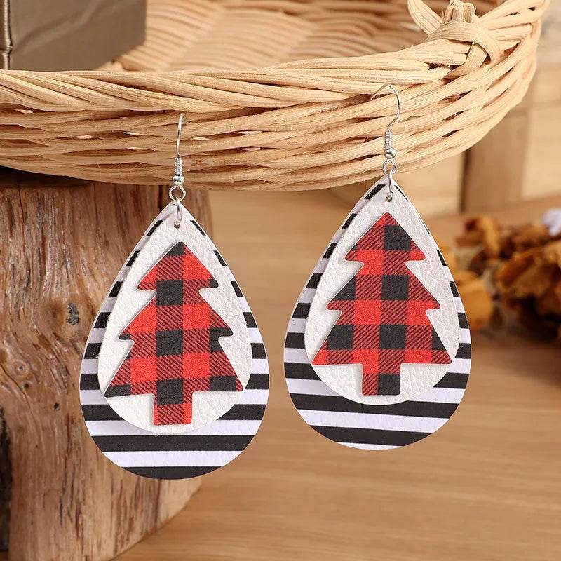 Christmas Tree PU Leather Earrings - ELY VESSA LLC