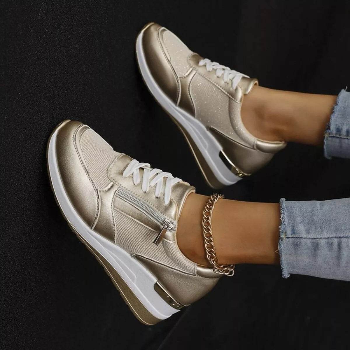Lace Up Wedge Athletic - ELY VESSA LLC