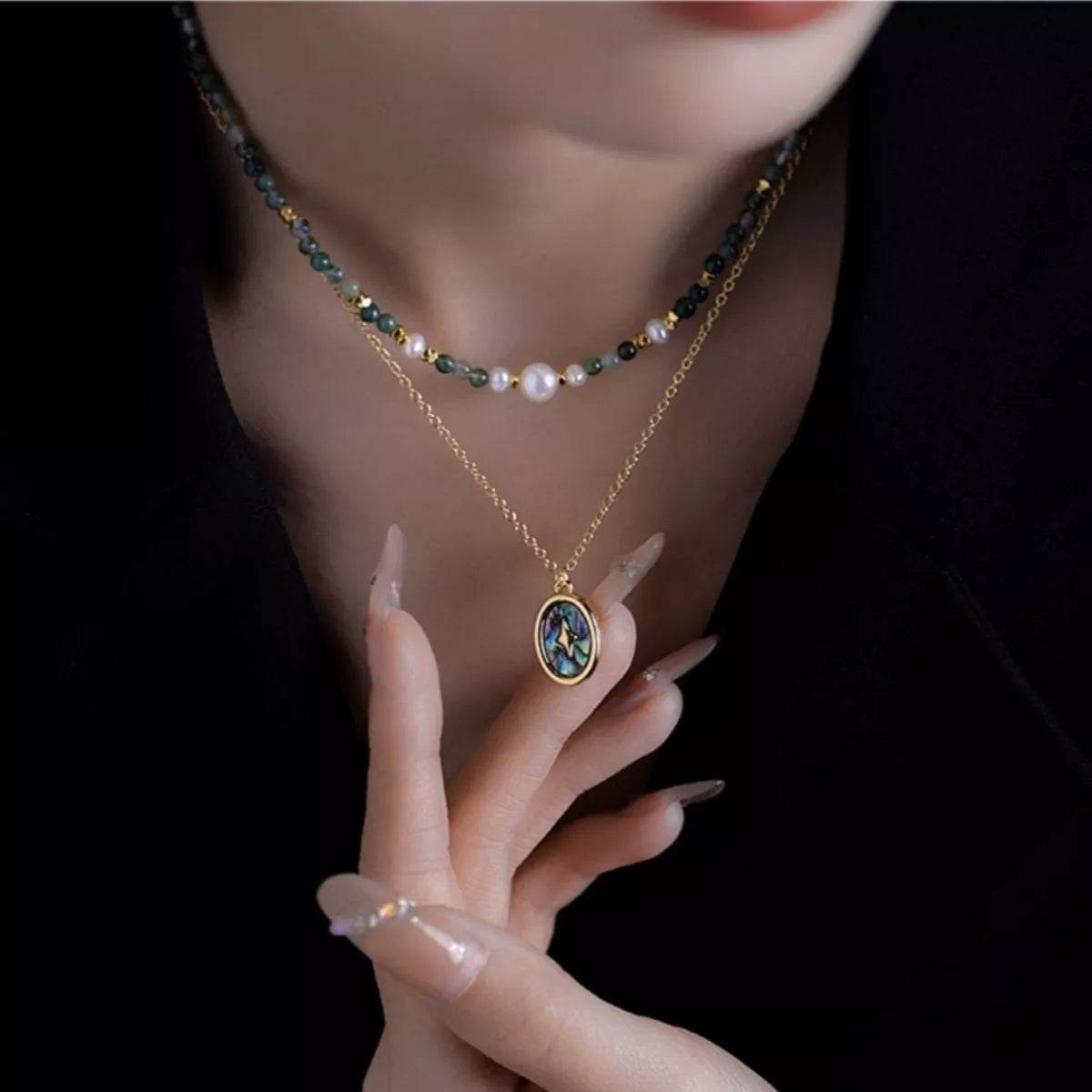 2 Piece Freshwater Pearl 18K Gold-Plated Pendant Necklace - ELY VESSA LLC