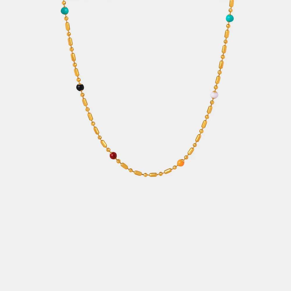 18K Gold-Plated Oil Drip Bead Necklace - ELY VESSA LLC