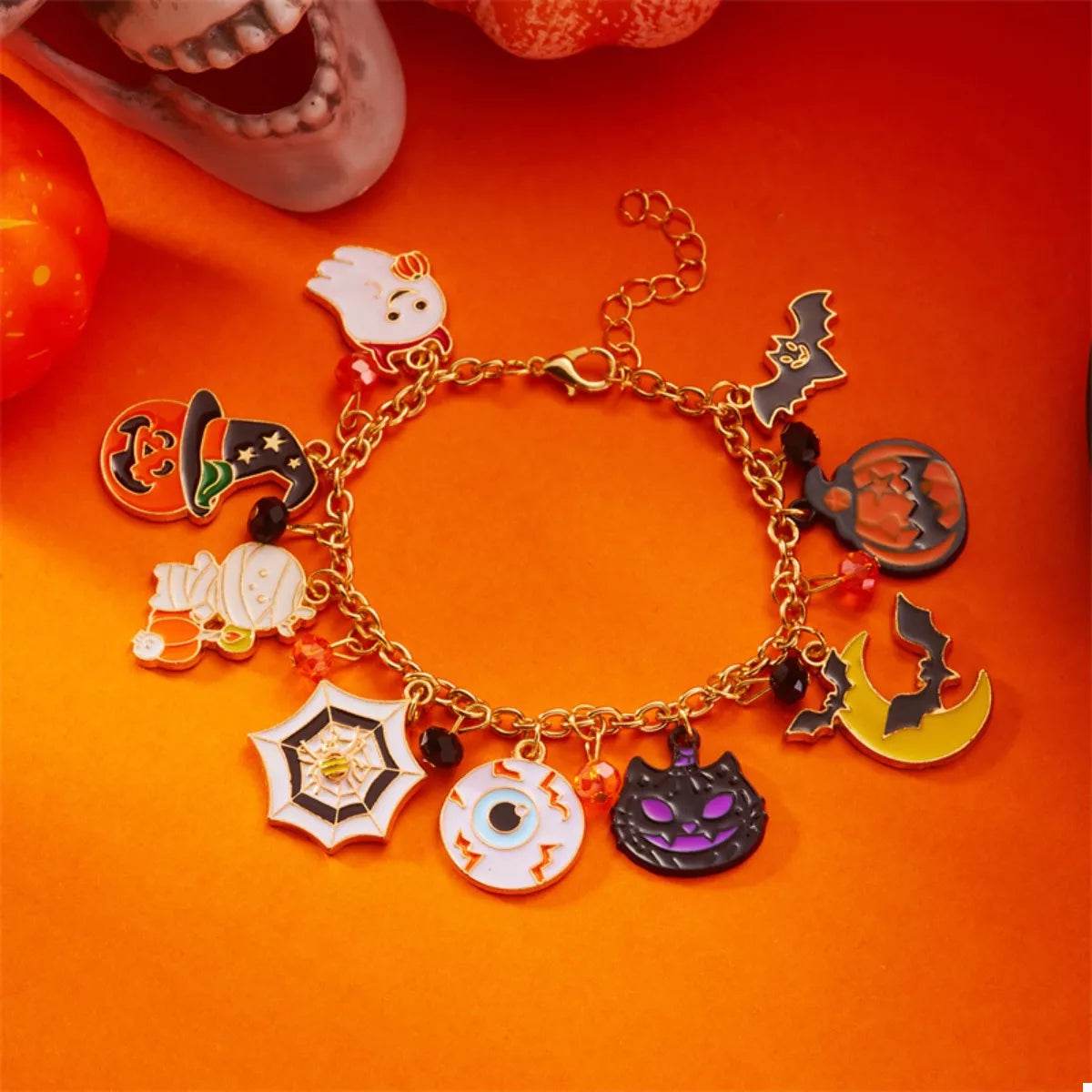 18K Gold-Plated Halloween Charm Bracelet - ELY VESSA LLC
