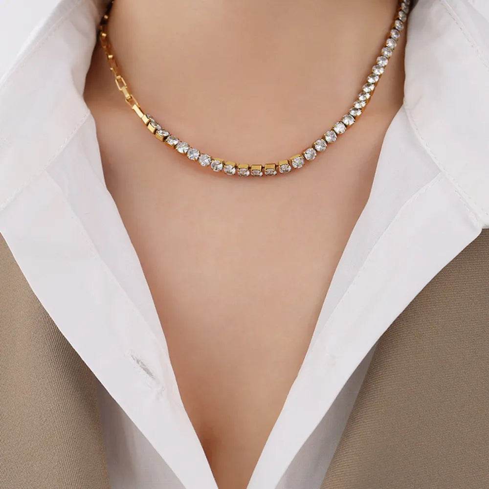 Zircon Titanium Steel Necklace - ELY VESSA LLC