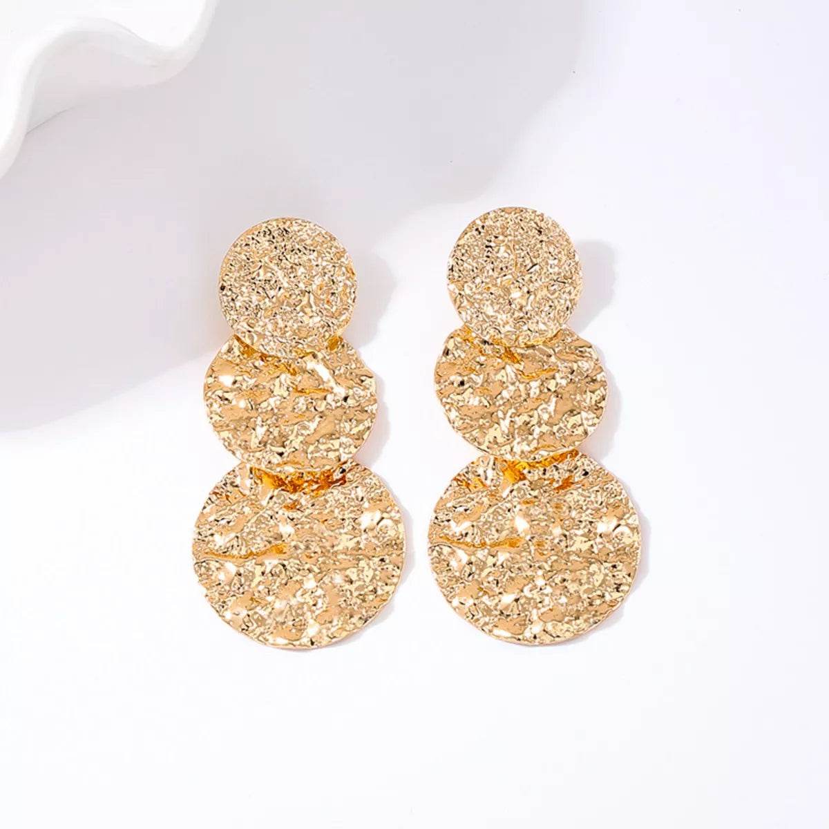 18K Gold-Plated Round Layered Textured Earrings - ELY VESSA LLC
