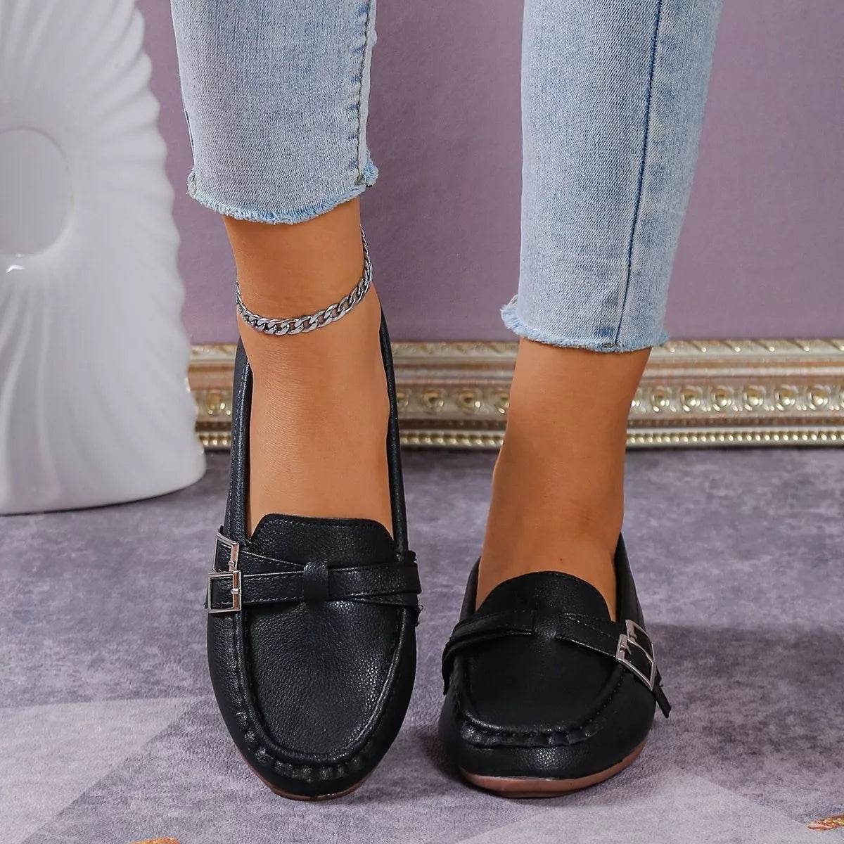 Round Toe Flats Slip-Ons - ELY VESSA LLC