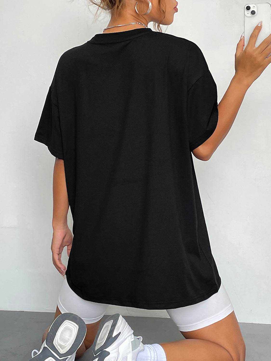 Round Neck Short Sleeve Ghost Graphic T-Shirt - ELY VESSA LLC
