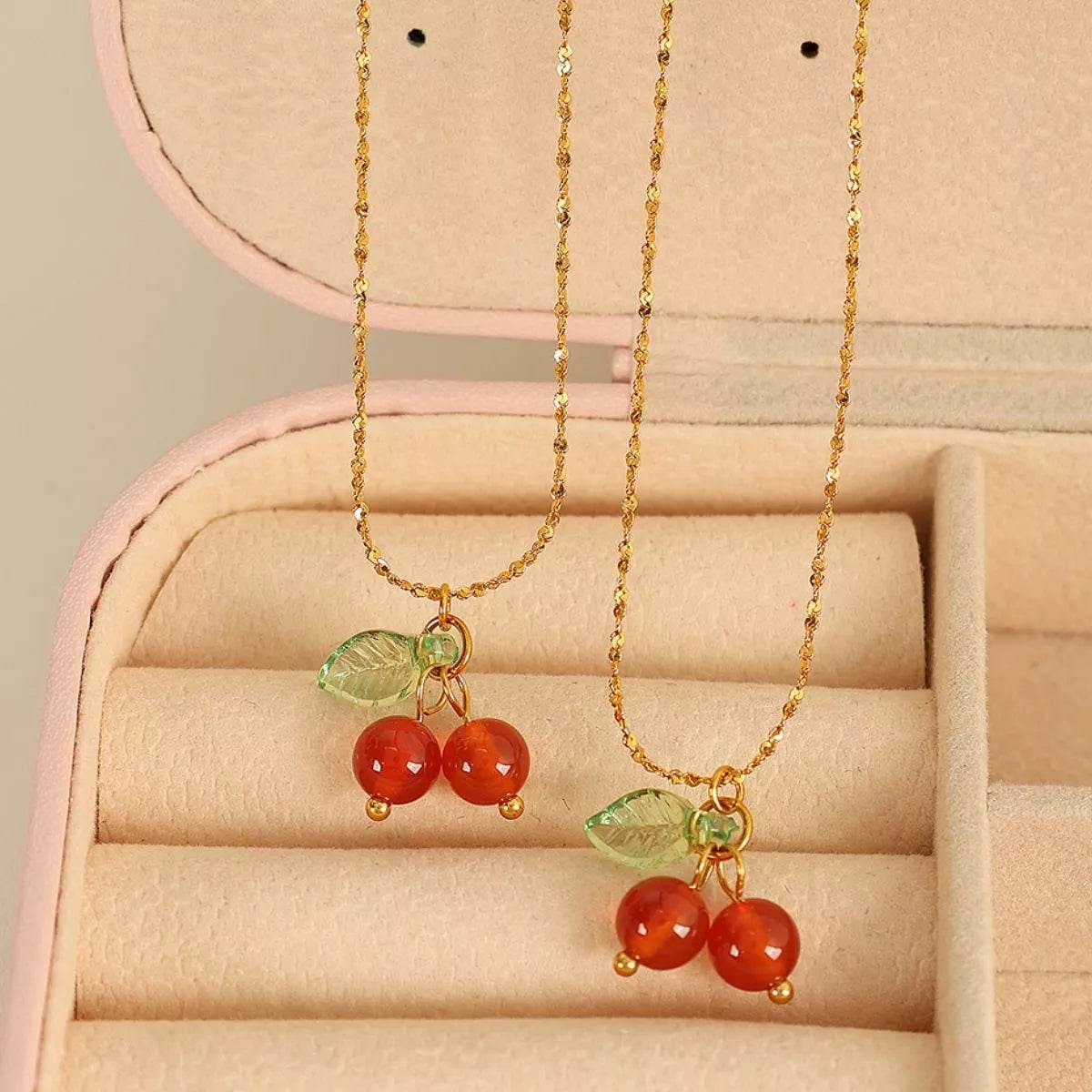 Agate Cherry Pendant Necklace - ELY VESSA LLC