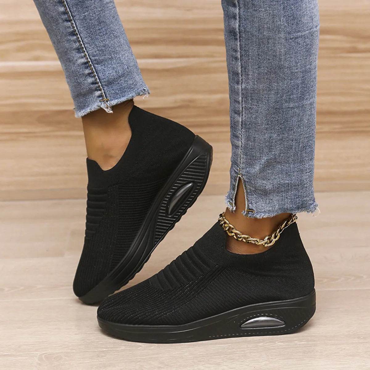 Breathable Mesh Wedge Sneakers - ELY VESSA LLC