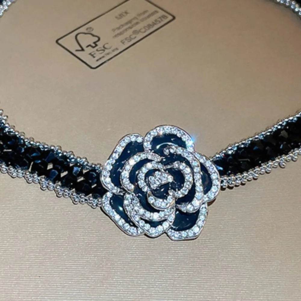 Alloy Crystal Rose Necklace - ELY VESSA LLC