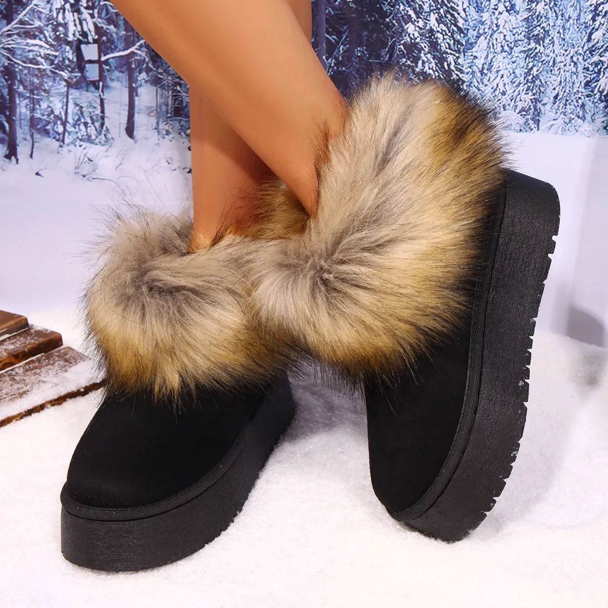 Fur-Trimmed Winter Boots - ELY VESSA LLC