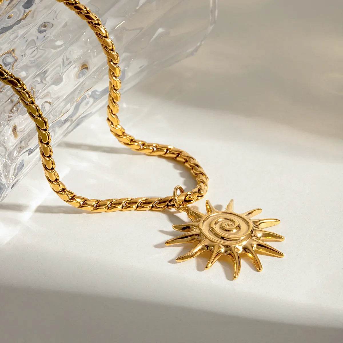 18K Gold-Plated Sun Pendant Necklace - ELY VESSA LLC