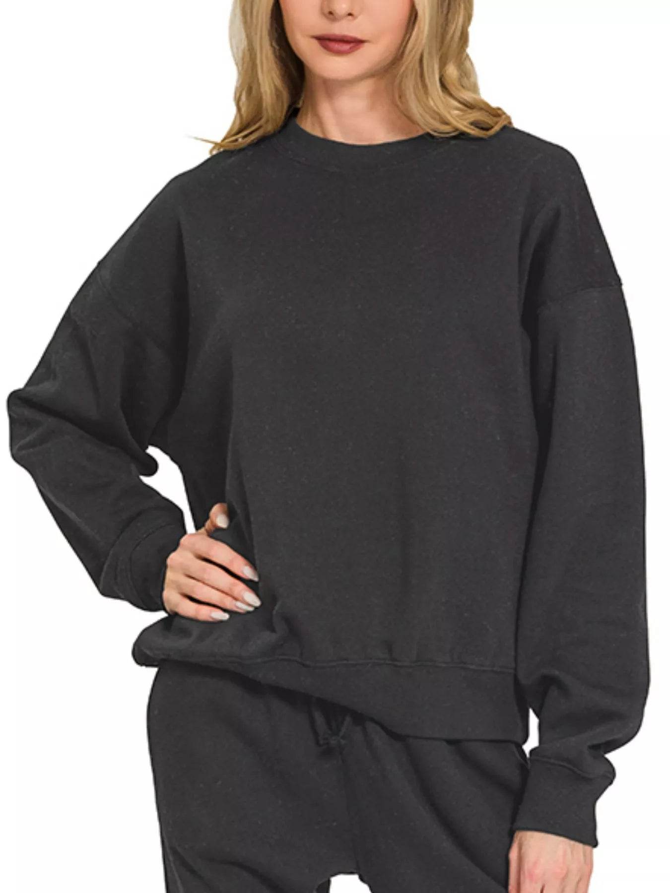Zenana Fleece Long Sleeve Pullover & Jogger Set - ELY VESSA LLC