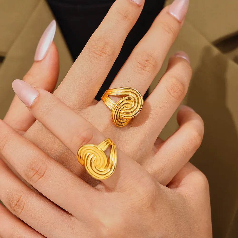 18K Gold-Plated Twisted Ring - ELY VESSA LLC