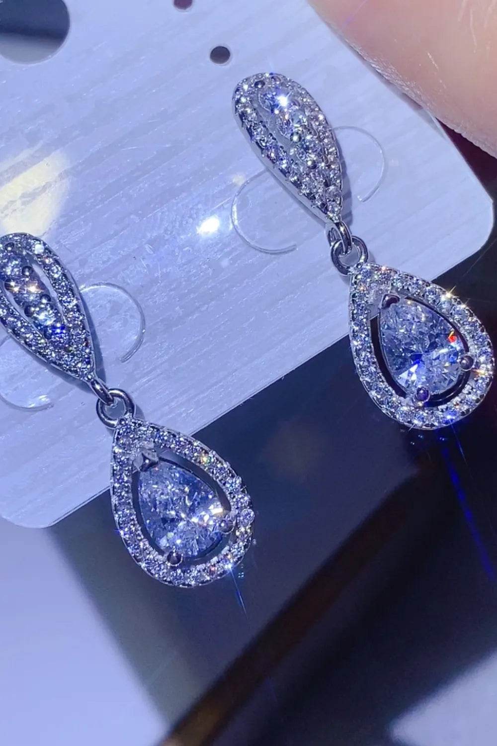 2 Carat Moissanite 925 Sterling Silver Teardrop Earrings - ELY VESSA LLC
