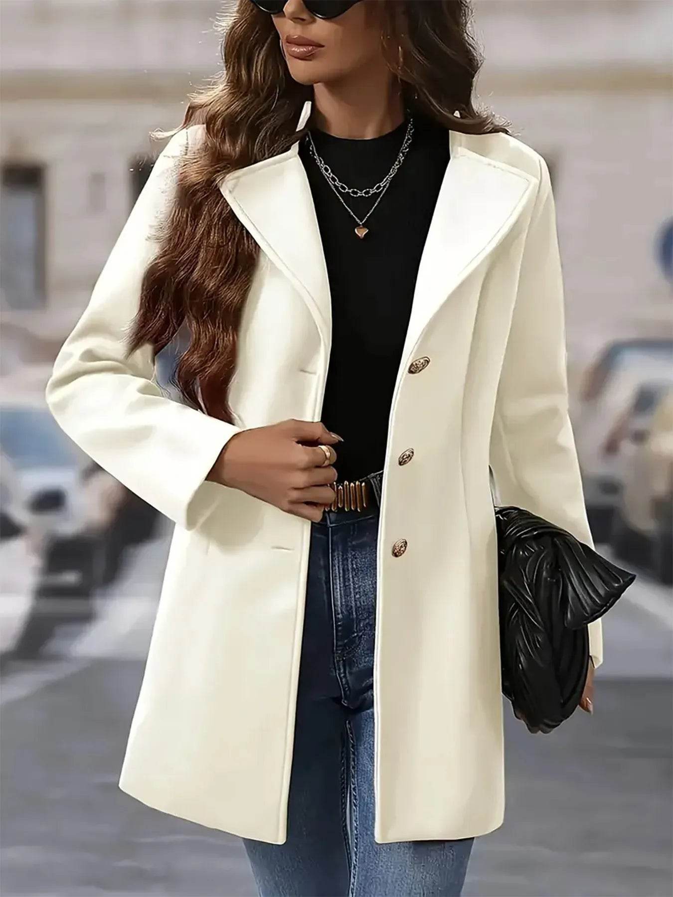 Single-Breasted Longline Blazer Coat - ELY VESSA LLC
