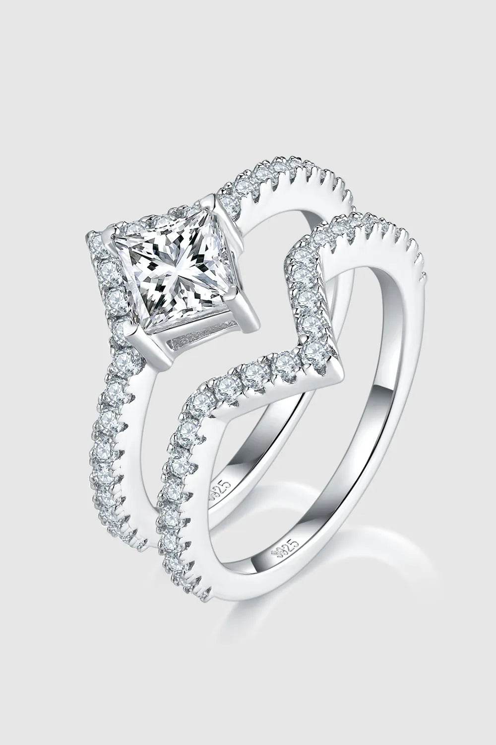1 Carat Moissanite 925 Sterling Silver Double Layered Ring - ELY VESSA LLC