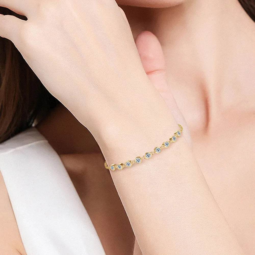 Inlaid Moissanite 925 Sterling Silver Bracelet - ELY VESSA LLC