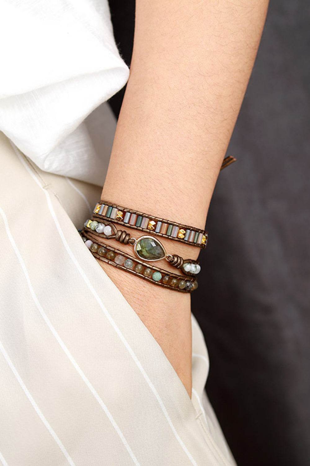 Handmade Triple Layer Beaded Bracelet - ELY VESSA LLC