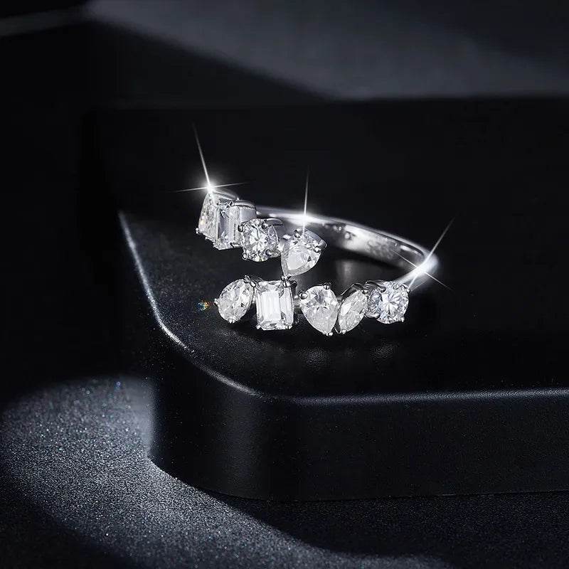 2.6 Carat Moissanite 925 Sterling Silver Bypass Ring - ELY VESSA LLC