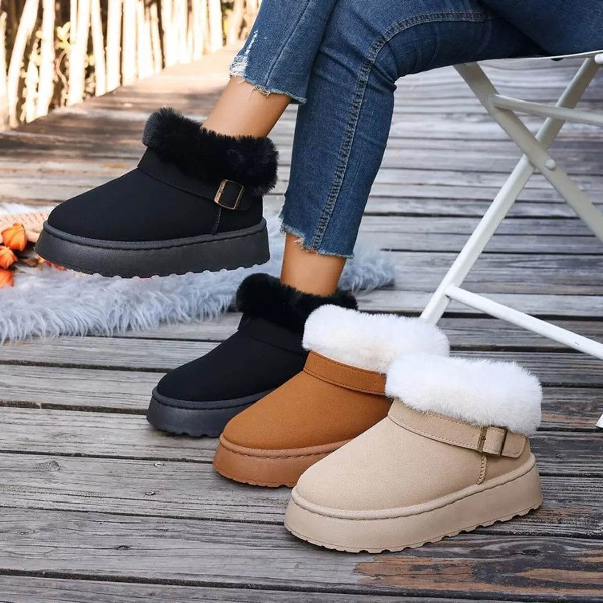 Round Toe Platform Boots - ELY VESSA LLC