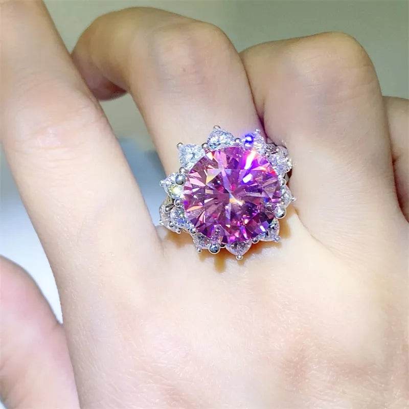 10 Carat Moissanite Zircon 925 Sterling Silver Ring - ELY VESSA LLC
