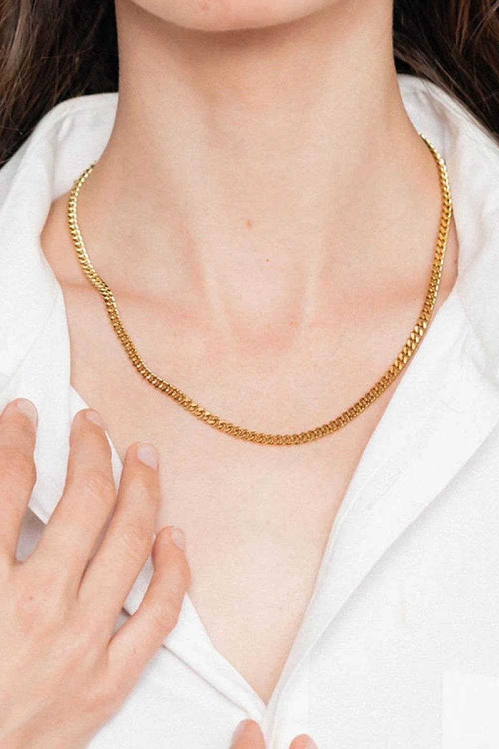 18K Gold Plated Curb Chain Necklace - ELY VESSA LLC