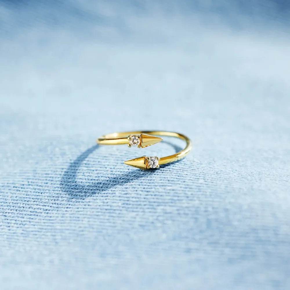 925 Sterling Silver Inlaid Zircon Bypass Ring - ELY VESSA LLC