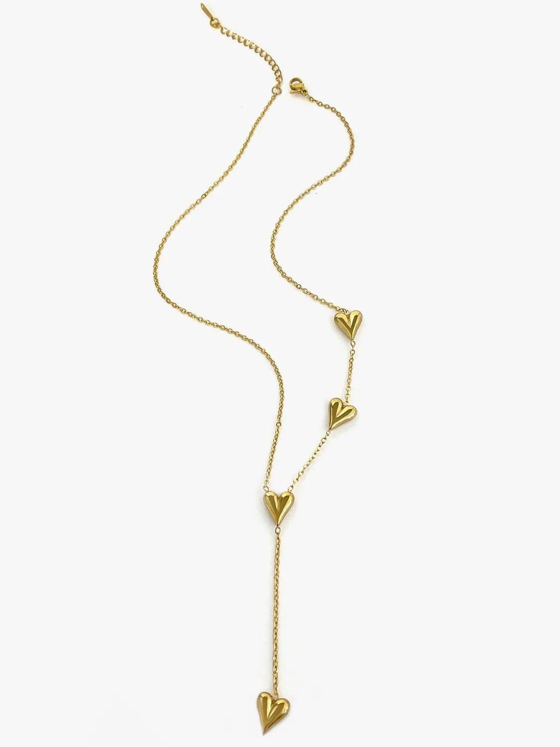 18K Gold-Plated Heart Drop Y-Necklace - ELY VESSA LLC