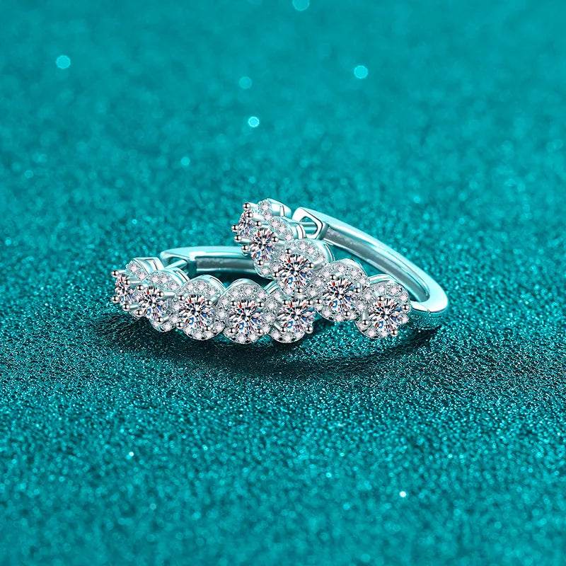 1 Carat Moissanite Zircon 925 Sterling Silver Huggie Earrings - ELY VESSA LLC