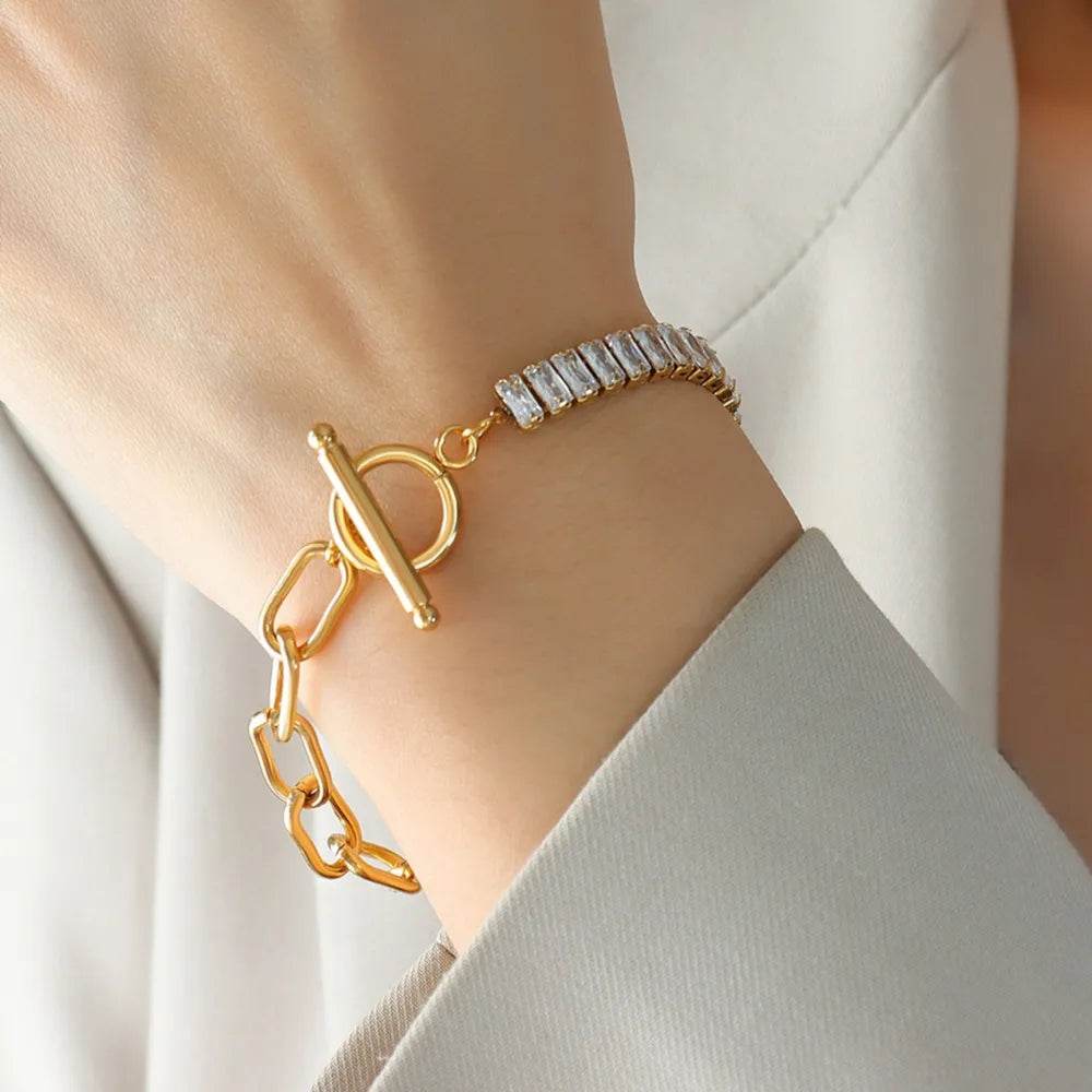 Zircon Titanium Steel Closure Bracelet - ELY VESSA LLC