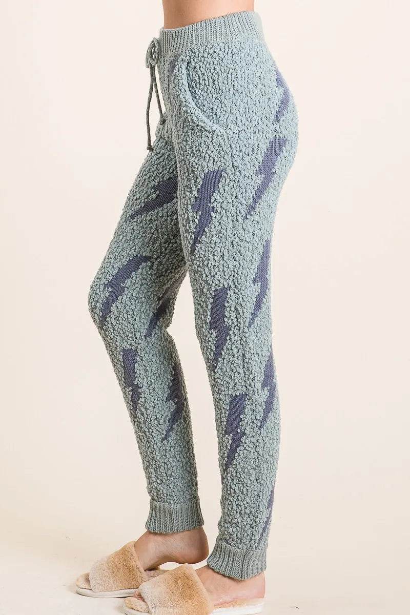BiBi Cozy Soft Hairy Popcorn Sweater Pants - ELY VESSA LLC