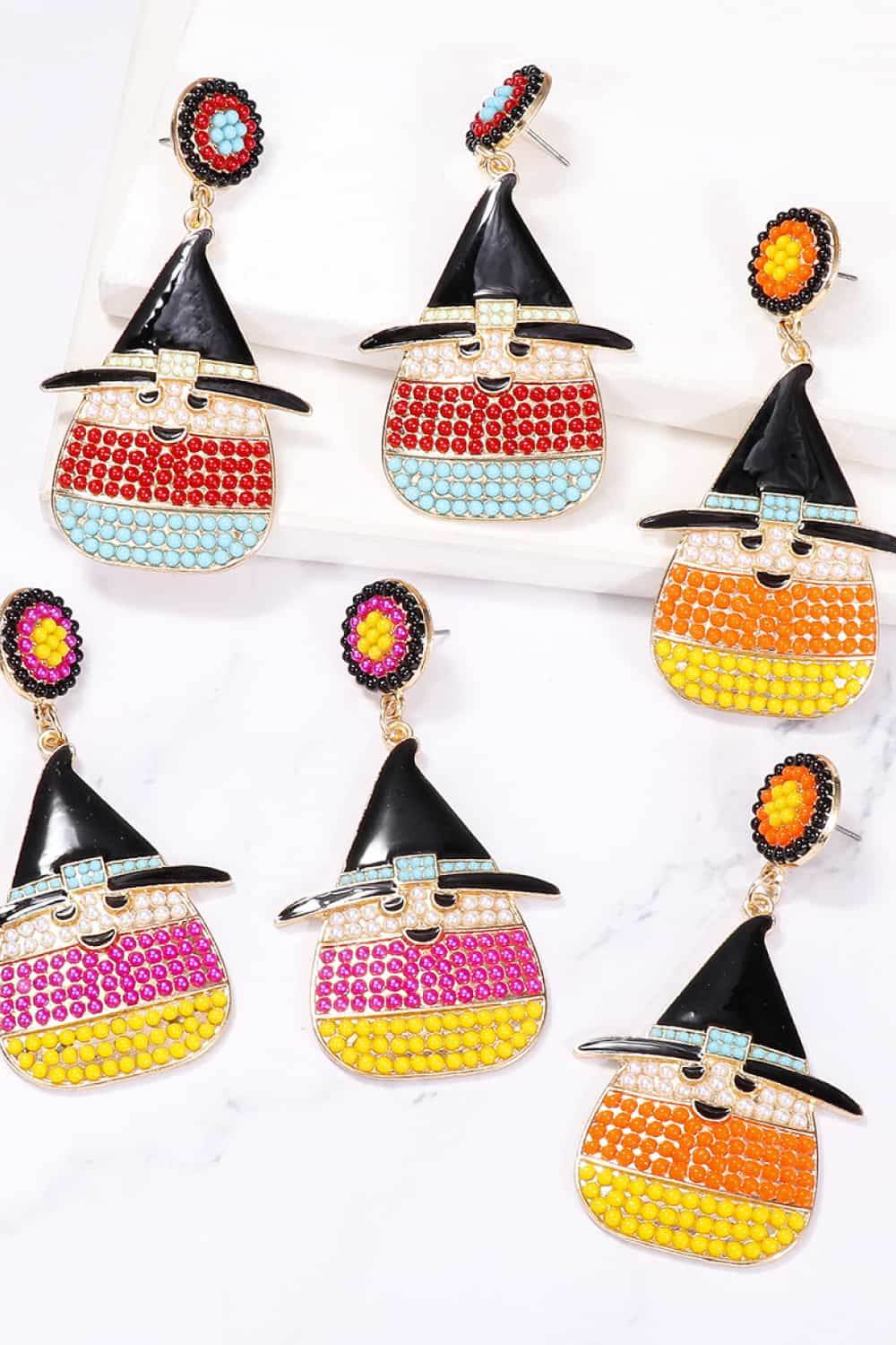 Witch's Hat Shape Synthetic Pearl Dangle Earrings - ELY VESSA LLC