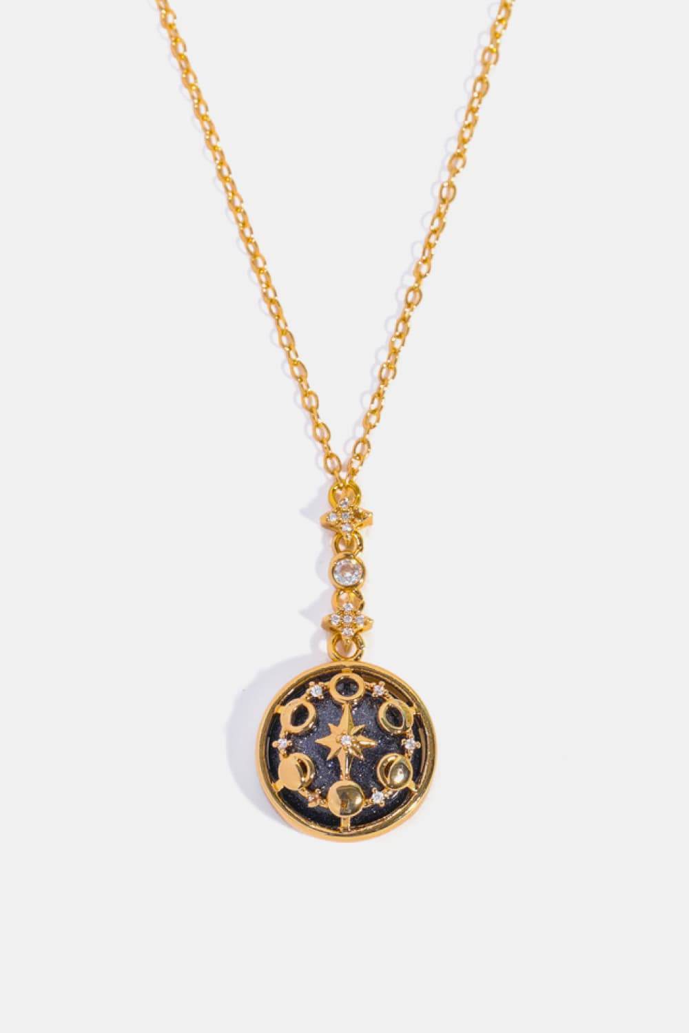 Vintage Blue Sandstone Pendant Copper Necklace - ELY VESSA LLC