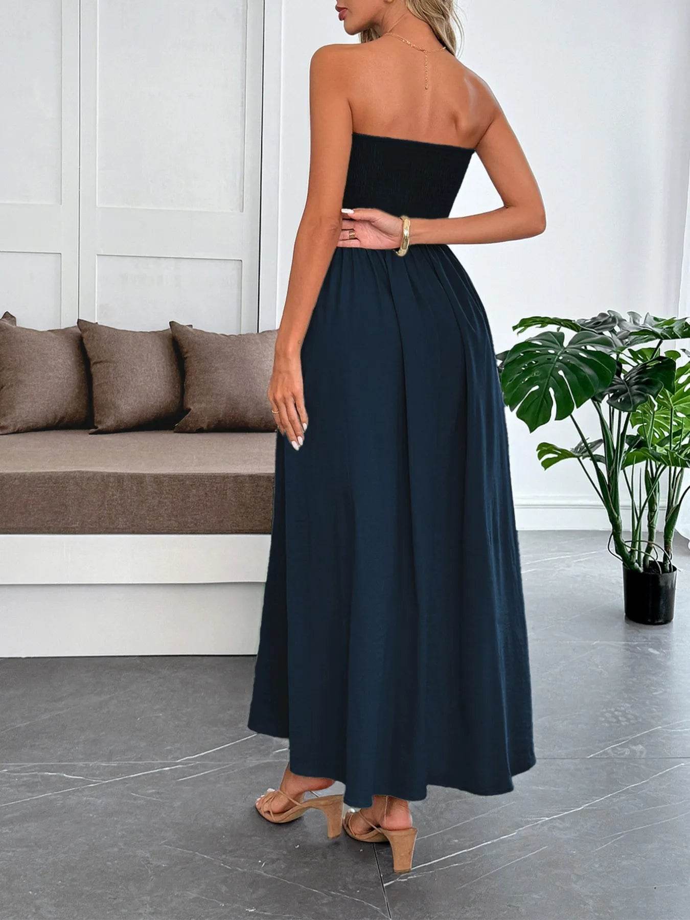 Smocked Tube Maxi Dress - ELY VESSA LLC