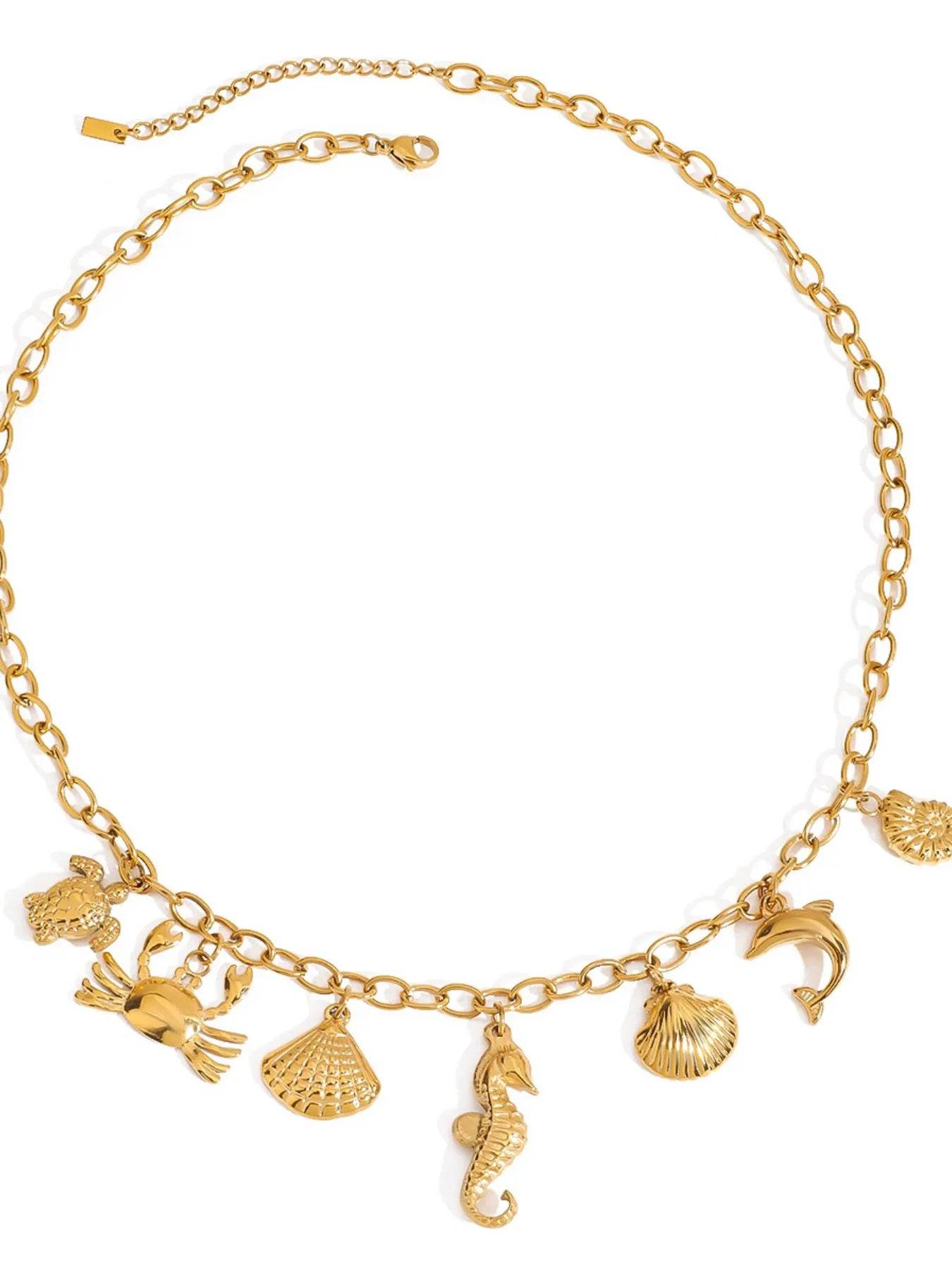 18K Gold-Plated Stainless Steel Ocean Theme Necklace - ELY VESSA LLC