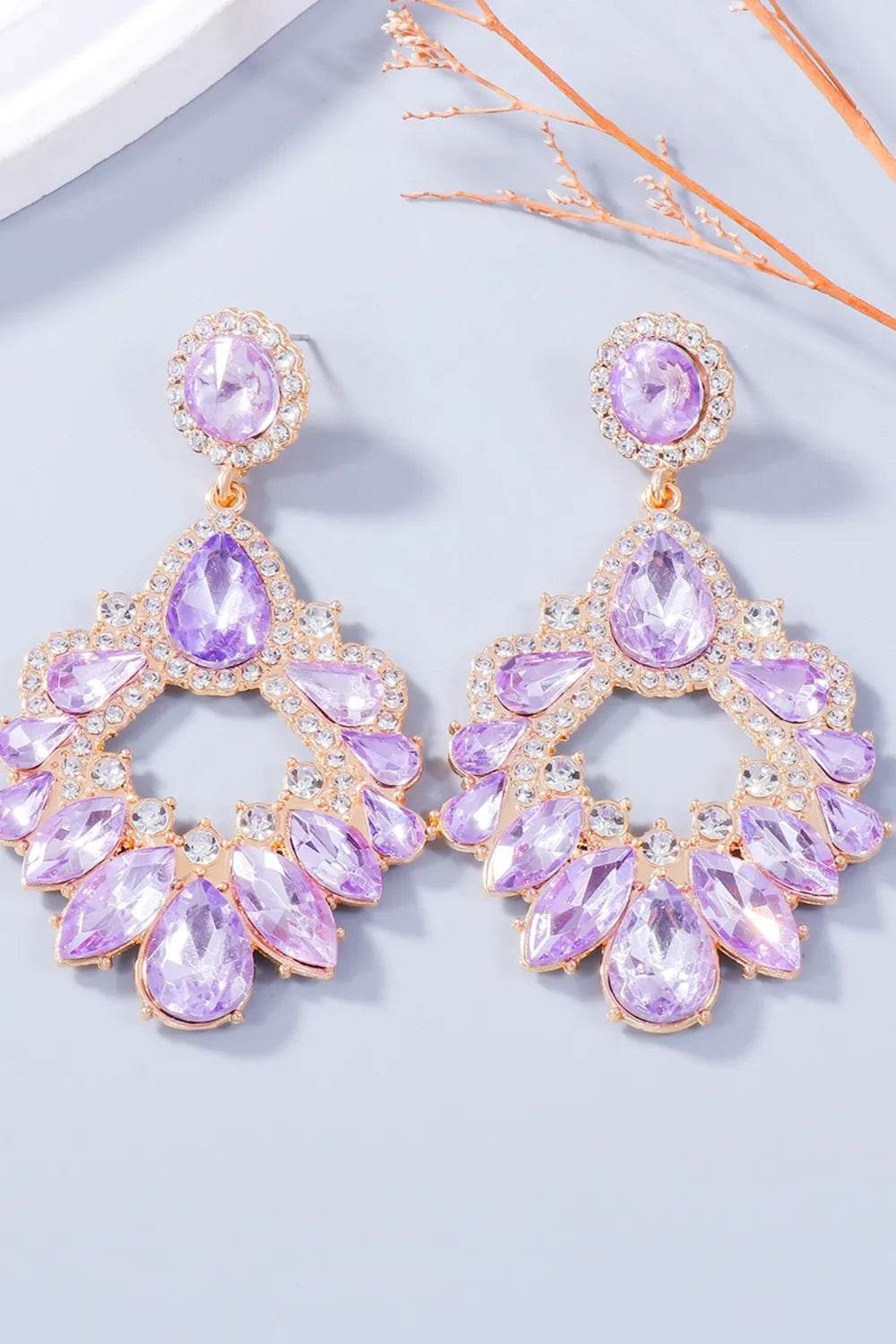 Alloy Rhinestone Dangle Earrings - ELY VESSA LLC