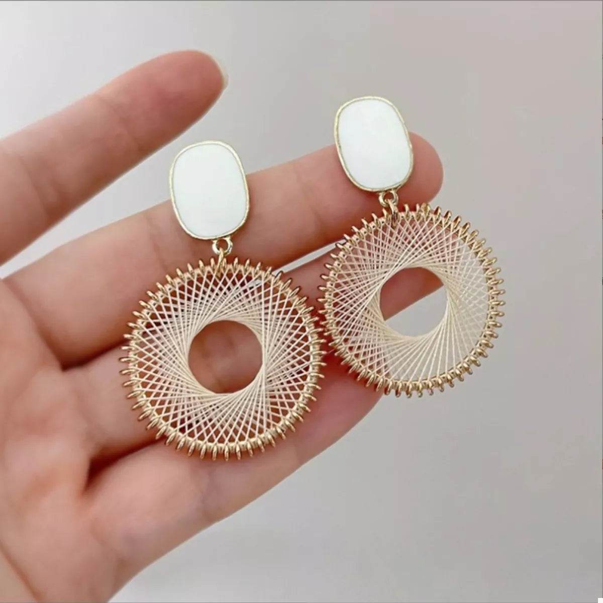 18K Gold-Plated Circle Dangle Earring - ELY VESSA LLC