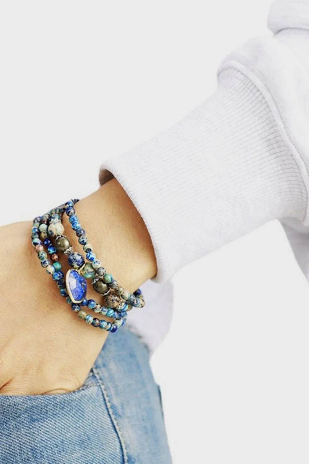 Imperial Stone Heart Three-Layered Bracelet - ELY VESSA LLC