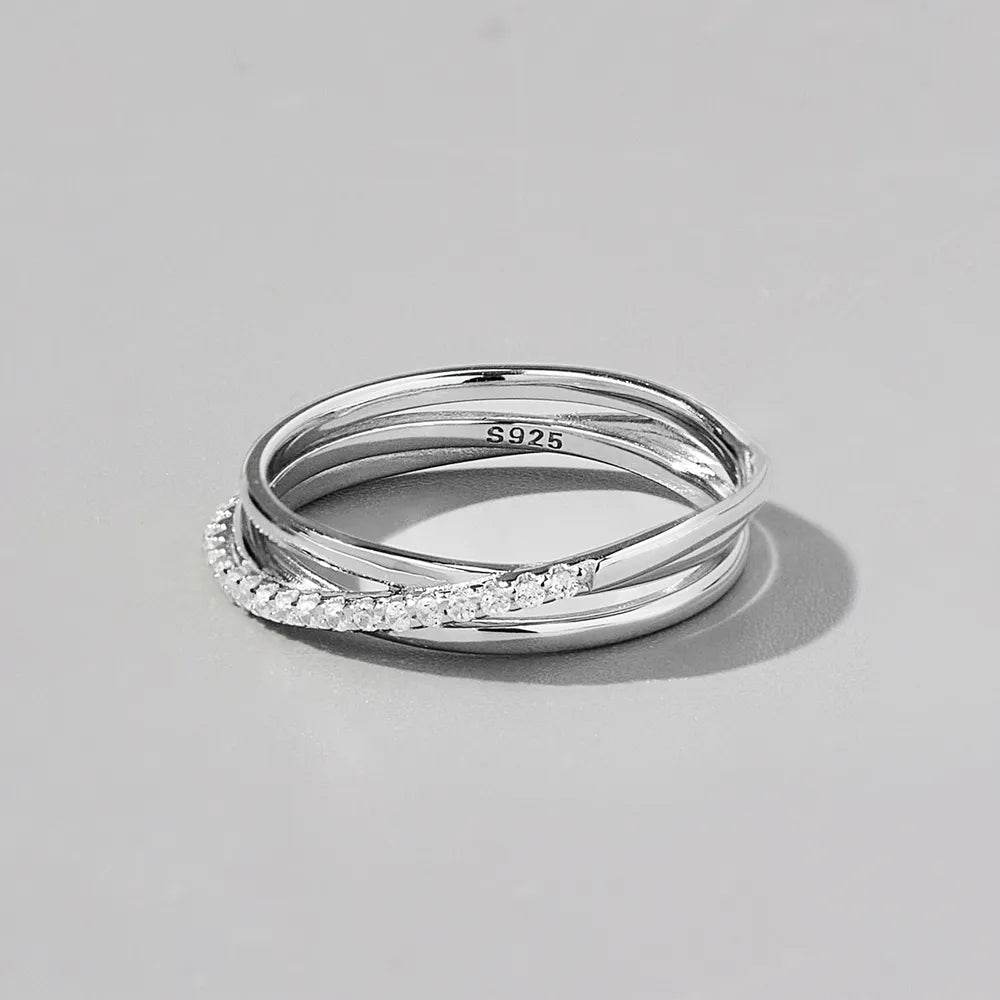 Inlaid Zircon 925 Sterling Silver Ring - ELY VESSA LLC