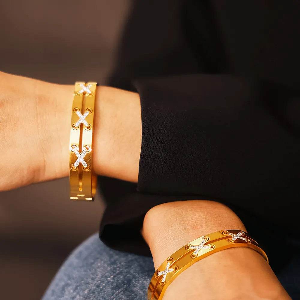 18K Gold-Plated Czech Diamond Bracelet - ELY VESSA LLC