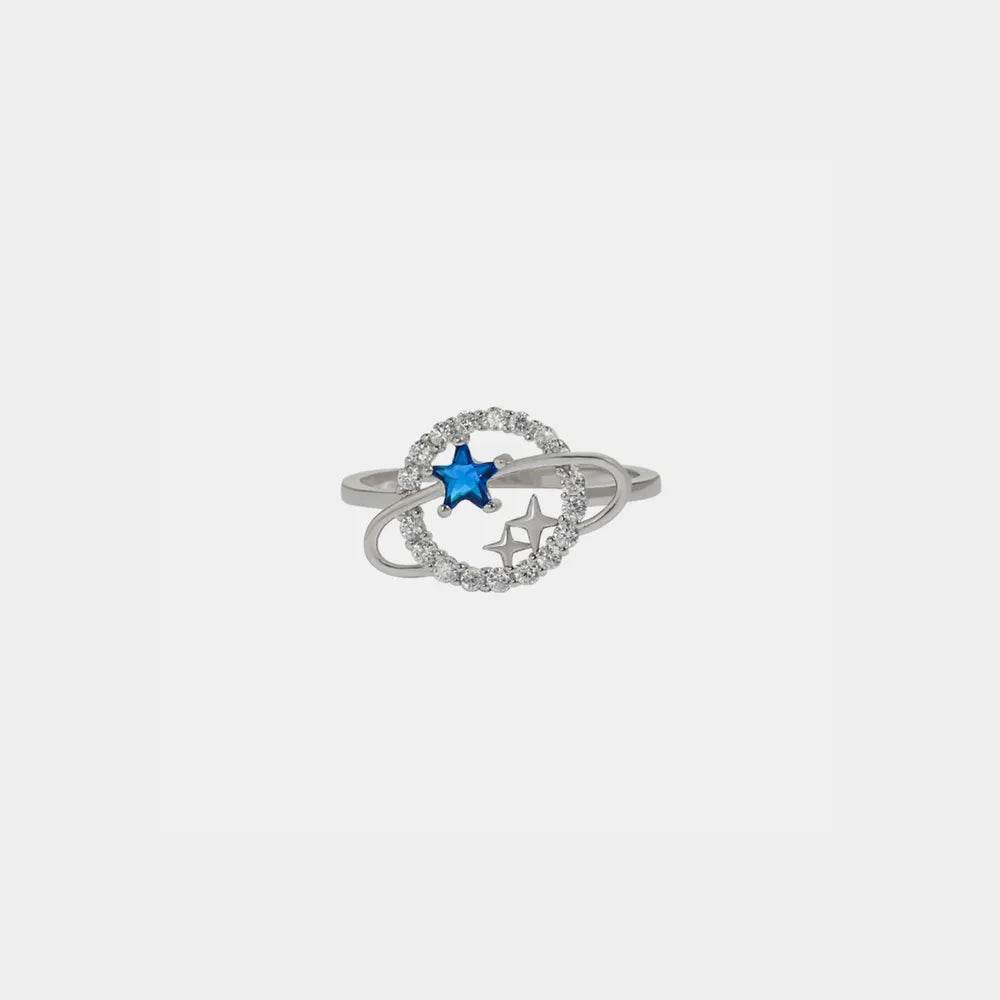 Planet Shape Inlaid Zircon 925 Sterling Silver Ring - ELY VESSA LLC