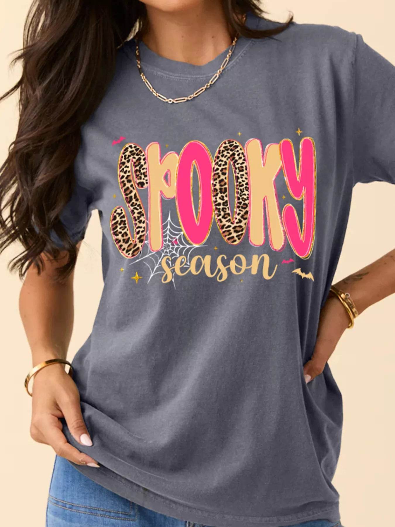 Full Size Spooky Season Halloween Graphic T-Shirt Plus Size - ELY VESSA LLC