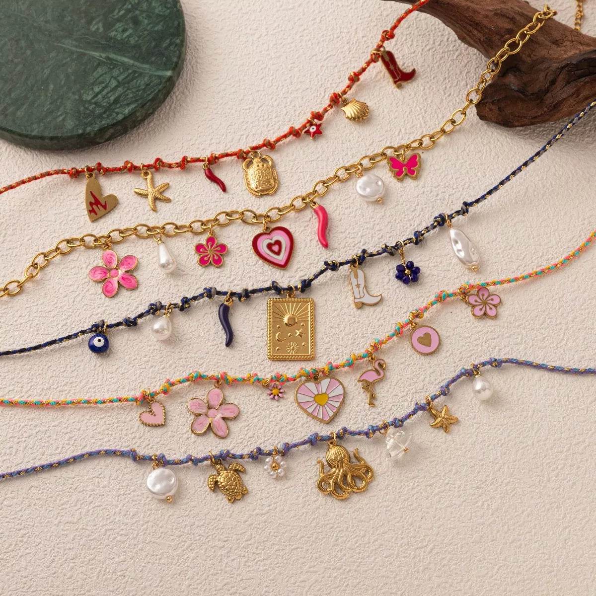 18K Gold-Plated Stainless Steel Charm Necklace - ELY VESSA LLC