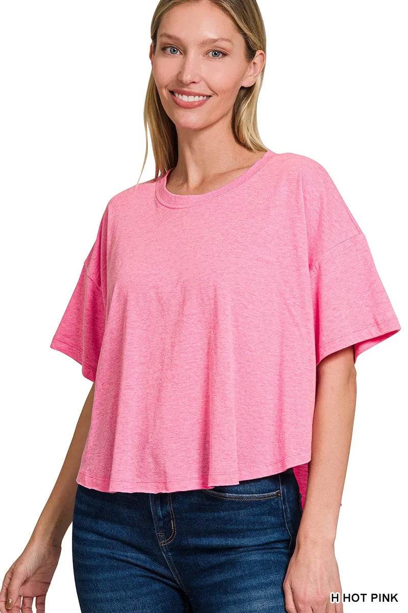 Zenana Cotton Round Neck Short Sleeve T-Shirt - ELY VESSA LLC